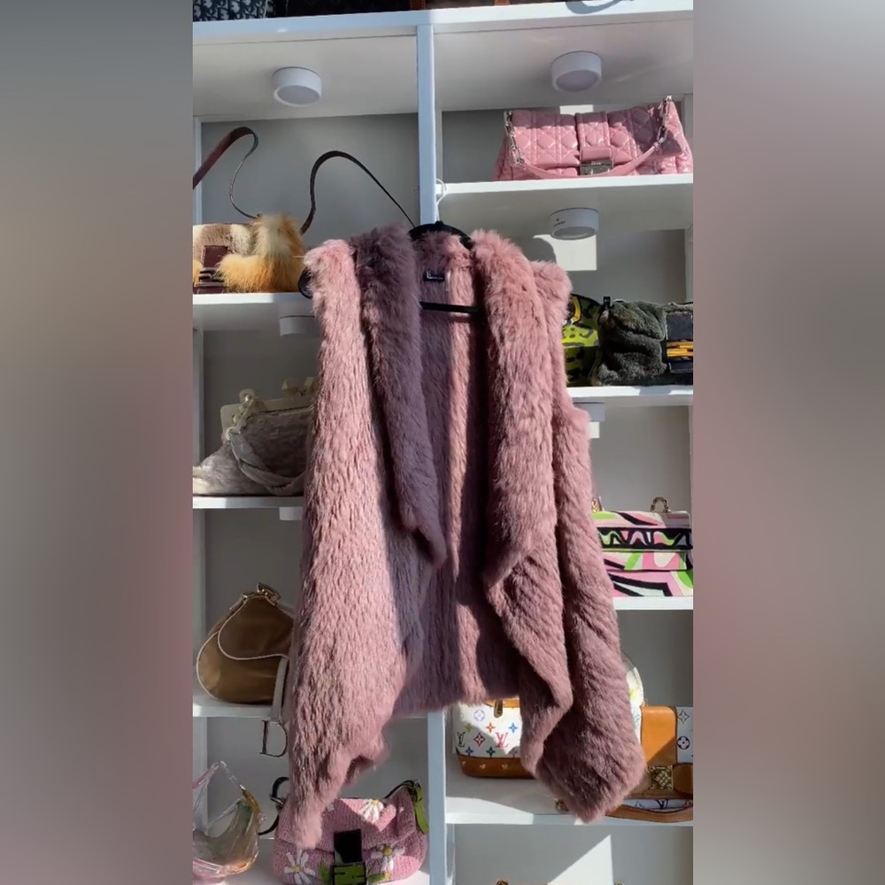 Love Token Mauve Angora Fur Vest Jacket